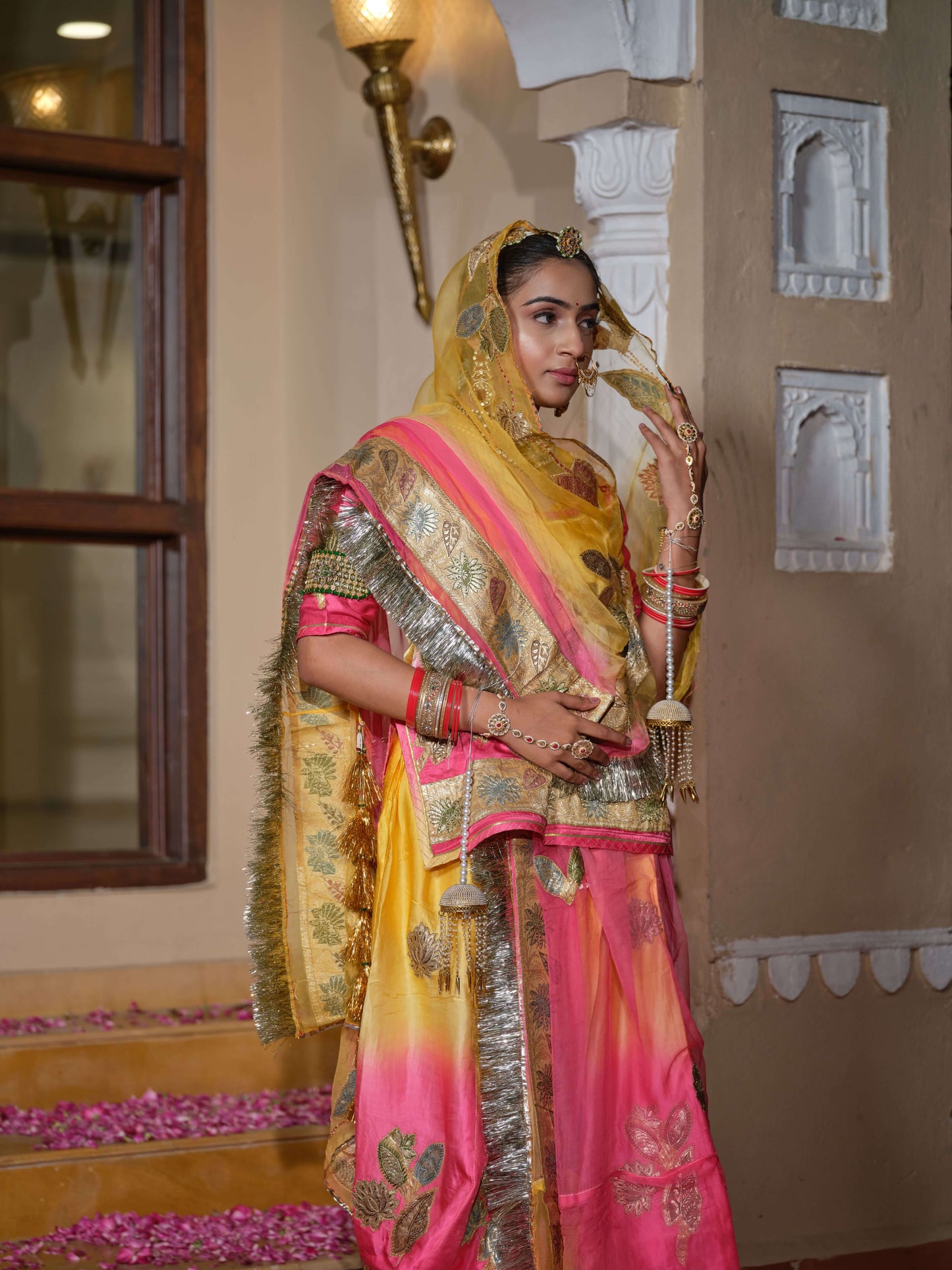 Kesar-Gulab Banarasi Royal Poshak